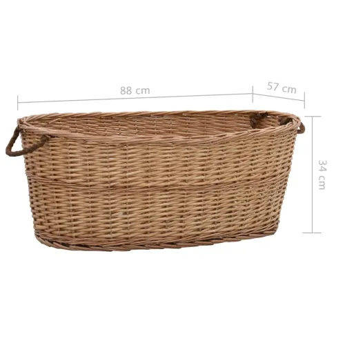 Košara za drva za ogrjev s ručkama 88x57x34 cm od prirodne vrbe - 88 x 57 x 34 cm Cijena