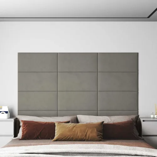 Zidna uzglavlja 12 kom. Svjetlosiva Baršun - Svjetlosiva 60 x 30 cm Pravokutno Cijena