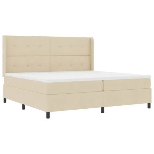 Box spring krevet s jastukom Krema 200 x 200 cm tkanina - Krema 200 x 200 cm Prošiveno gumbima Cijena