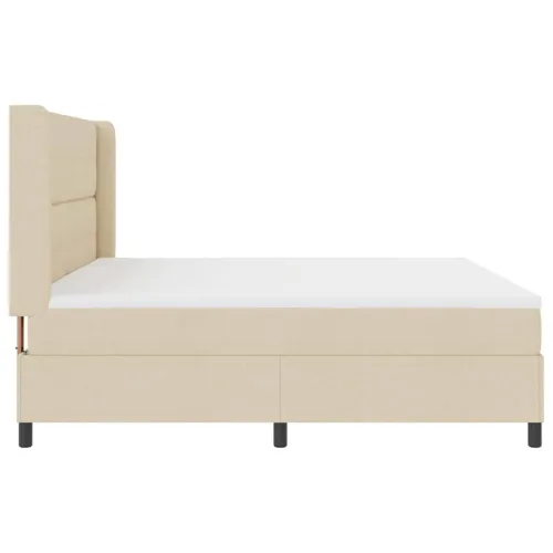 Box spring krevet s jastukom Krema 200 x 200 cm tkanina - Krema 200 x 200 cm Prošiveno gumbima Cijena