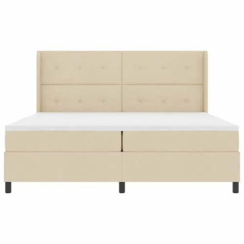 Box spring krevet s jastukom Krema 200 x 200 cm tkanina - Krema 200 x 200 cm Prošiveno gumbima Cijena