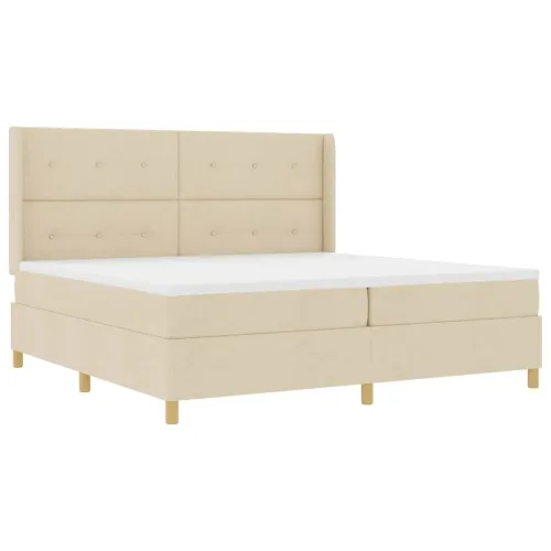 Box spring krevet s uzglavljem Krema 200 x 200 cm tkanina - Krema 200 x 200 cm Prošiveno gumbima Cijena