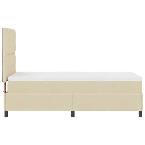 Box spring krevet s LED trakama Krema 100 x 200 cm tkanina - Krema 100 x 200 cm Prošiveno gumbima Cijena