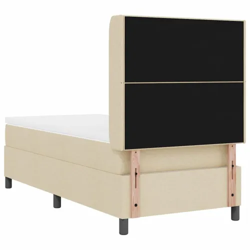 LED Box Spring Krevet s jastukom Krema 100 x 200 cm tkanina - Krema 100 x 200 cm Prošiveno gumbima Cijena