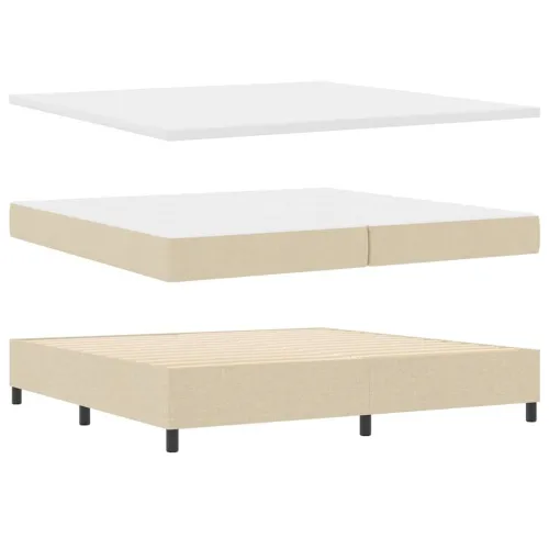LED Box Spring Krevet s uzglavljem Krema 200 x 200 cm tkanina - Krema 200 x 200 cm Prošiveno gumbima Cijena