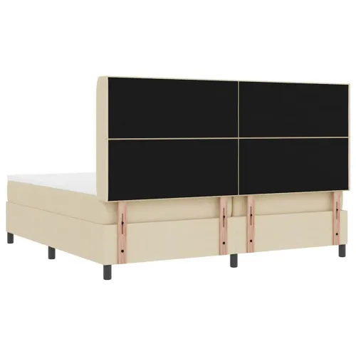 LED Box Spring Krevet s uzglavljem Krema 200 x 200 cm tkanina - Krema 200 x 200 cm Prošiveno gumbima Cijena