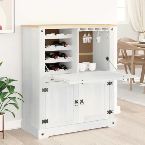 Ormar za vino Bijelo 97 x 45 x 114 cm Čvrsto borovo drvo - Bijelo Cijena