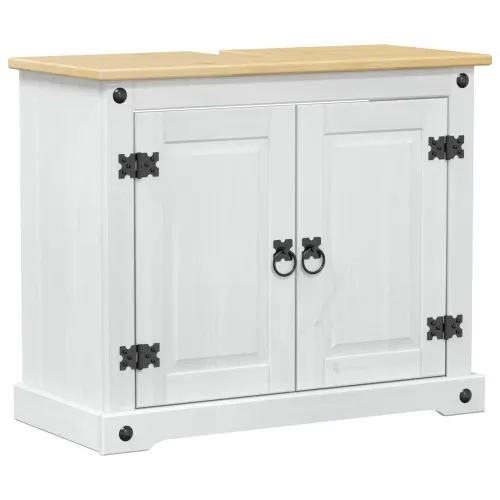 Ormarić za Lavabo - Umivaonik Bijelo 73 x 33 x 60 cm Čvrsto borovo drvo - Bijelo Cijena