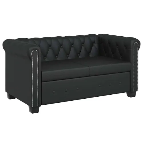 Dvosjed Chesterfield od umjetne kože crni - Crna 1 Dvosjedi Crna Cijena