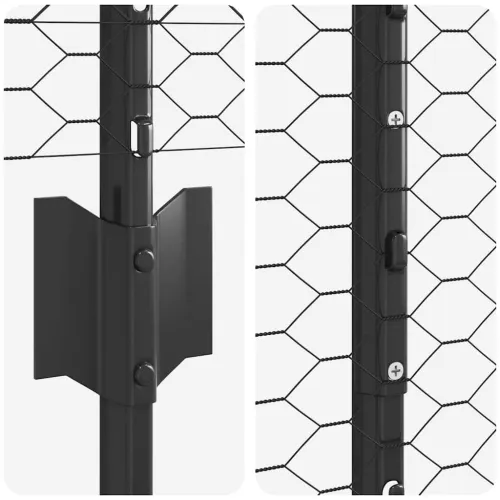 Heksagonalna ograda s stubom 10 x 1,5 m Čelik premazan PVC-om - Siva 10 x 1,5 m ograda (mreža širine 1,3 cm) Cijena
