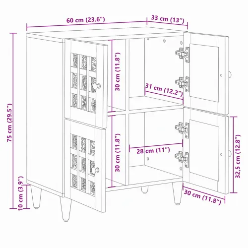 Kreveta s pohranom Prirodna 60 x 33 x 75 cm Čvrsto drvo manga - Prirodna Cijena