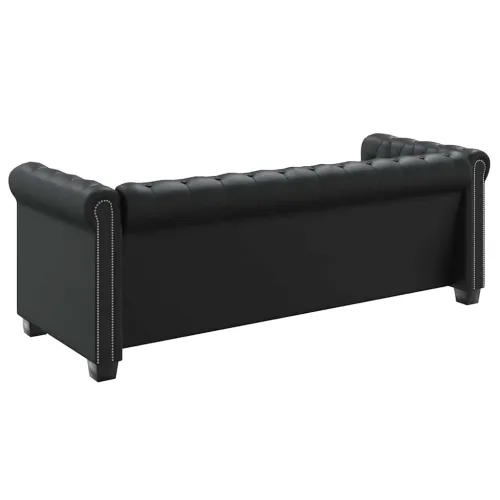Trosjed Chesterfield od umjetne kože crni - Crna 1 Trosjedi Crna Cijena