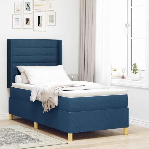 Box spring krevet s madracem Plava 90 x 190 cm tkanina - Plava 90 x 190 cm Dizajn linija Cijena