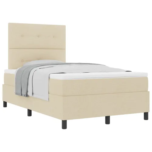 Box spring krevet s uzglavljem Krema 120 x 190 cm tkanina - Krema 120 x 190 cm Prošiveno gumbima Cijena