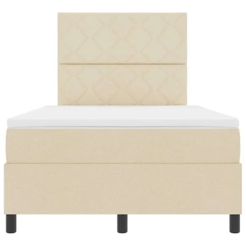 Box spring krevet s uzglavljem Krema 120 x 190 cm tkanina - Krema 120 x 190 cm Dizajn s rombovima Cijena