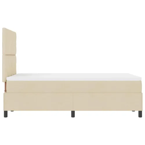 Box spring krevet s LED trakama Krema 120 x 190 cm tkanina - Krema 120 x 190 cm Dizajn s rombovima Cijena