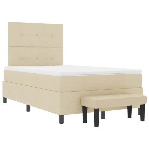 Box spring krevet s uzglavljem Krema 120 x 190 cm tkanina - Krema 120 x 190 cm Prošiveno gumbima Cijena