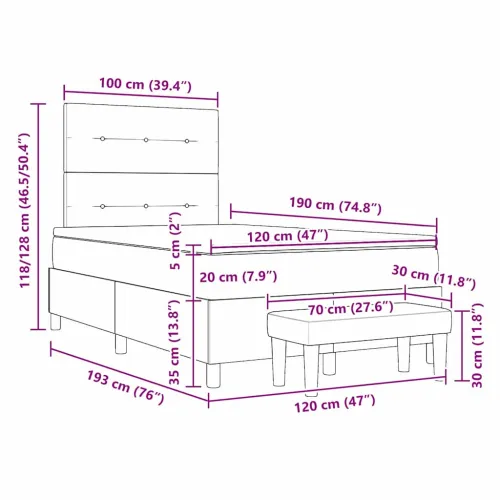 Box spring krevet s uzglavljem Krema 120 x 190 cm tkanina - Krema 120 x 190 cm Prošiveno gumbima Cijena