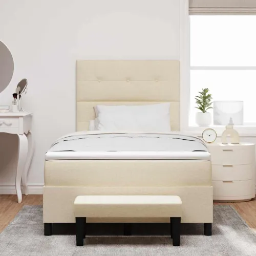 Box spring krevet s uzglavljem Krema 120 x 190 cm tkanina - Krema 120 x 190 cm Prošiveno gumbima Cijena