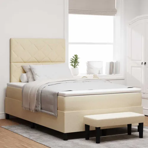Box spring krevet s uzglavljem Krema 120 x 190 cm tkanina - Krema 120 x 190 cm Dizajn s rombovima Cijena