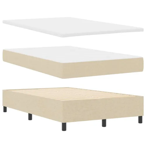 Box spring krevet s uzglavljem Krema 120 x 190 cm tkanina - Krema 120 x 190 cm Dizajn s rombovima Cijena