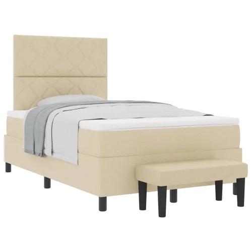 Box spring krevet s uzglavljem Krema 120 x 190 cm tkanina - Krema 120 x 190 cm Dizajn s rombovima Cijena