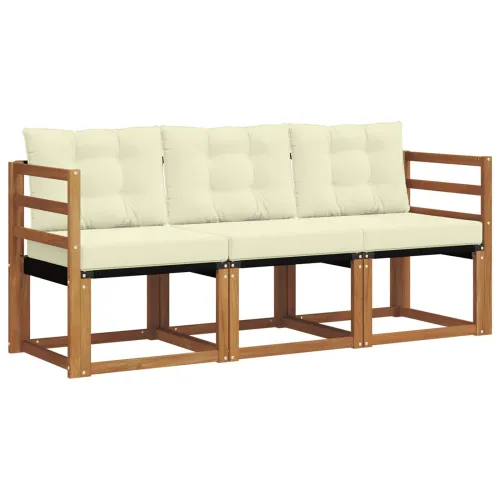 Set vanjskih sofa 3 kom. Prirodna i krem - Prirodna boja i krem vodoravne letvice Cijena