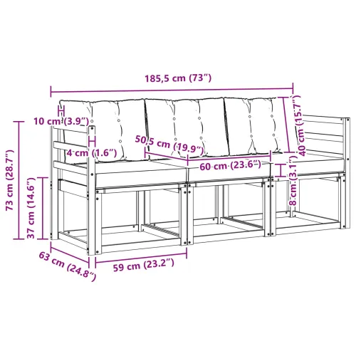 Set vanjskih sofa 3 kom. Prirodna i bež - Prirodno i bež vodoravne letvice Cijena