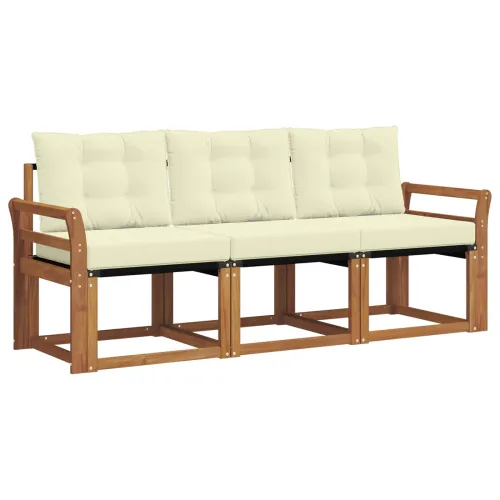 Set vanjskih sofa 3 kom. Prirodna i krem - Prirodna boja i krem Zakrivljeni Cijena