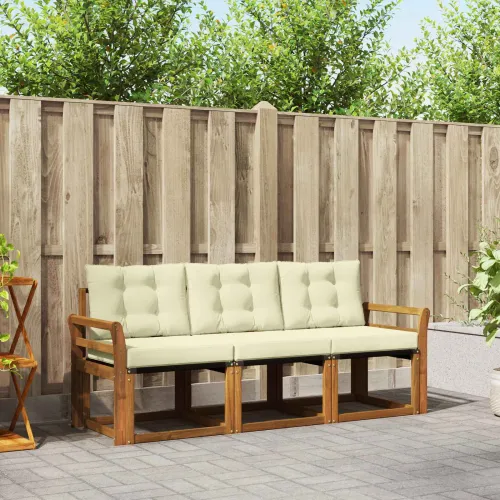 Set vanjskih sofa 3 kom. Prirodna i krem - Prirodna boja i krem Zakrivljeni Cijena