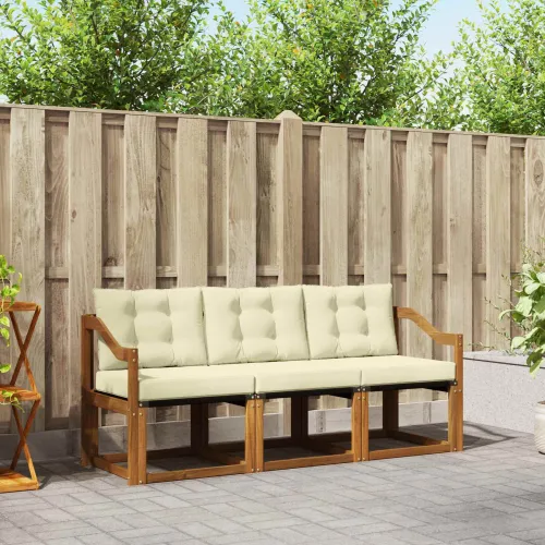 Set vanjskih sofa 3 kom. Prirodna i krem - Prirodna boja i krem Nagnuto Cijena