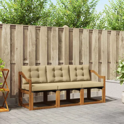 Set vanjskih sofa 3 kom. Prirodna i bež - Prirodno i bež Nagnuto Cijena