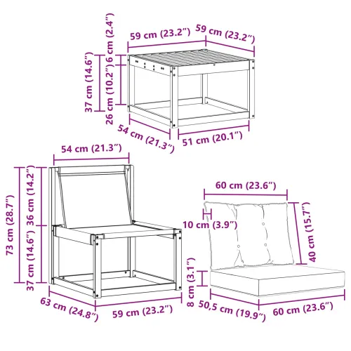 Set vanjskih sofa 5 kom. Prirodna i krem - Prirodna boja i krem vodoravne letvice Cijena