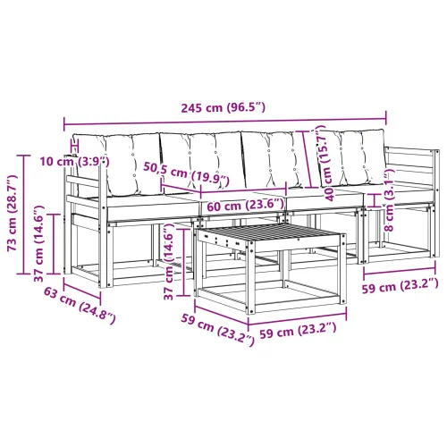 Set vanjskih sofa 5 kom. Prirodna i krem - Prirodna boja i krem vodoravne letvice Cijena