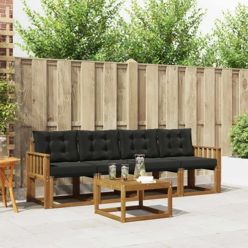 Set vanjskih sofa 5 kom. Prirodna i crna - Prirodna i crno Okomite letvice Cijena