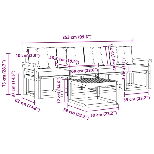 Set vanjskih sofa 5 kom. Prirodna i bež - Prirodno i bež Zakrivljeni Cijena