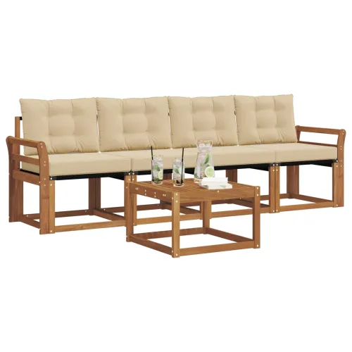 Set vanjskih sofa 5 kom. Prirodna i bež - Prirodno i bež Zakrivljeni Cijena