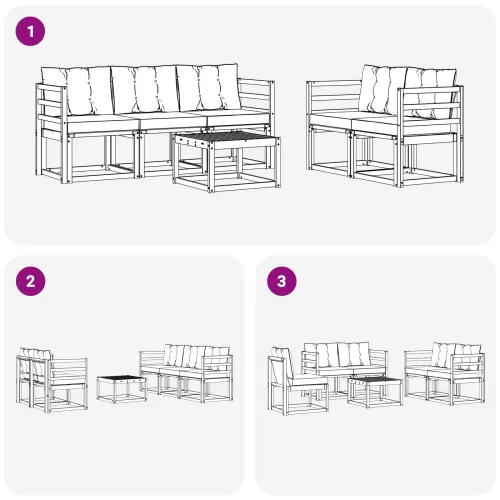 Set vanjskih sofa 6 kom. Prirodna i crna - Prirodna i crno vodoravne letvice Cijena