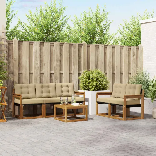 Set vanjskih sofa 6 kom. Prirodna i bež - Prirodno i bež Otvoreni okvir Cijena
