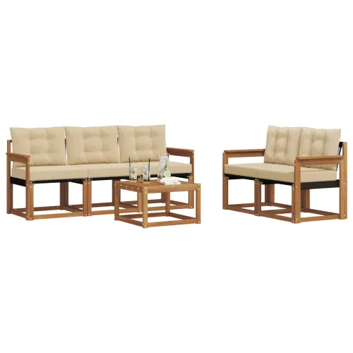 Set vanjskih sofa 6 kom. Prirodna i bež - Prirodno i bež Otvoreni okvir Cijena