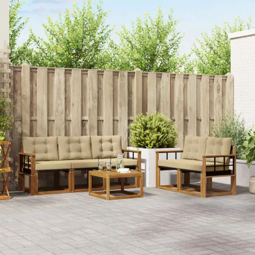 Set vanjskih sofa 6 kom. Prirodna i bež - Prirodno i bež Mreža Cijena
