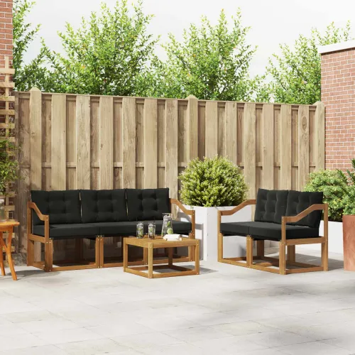 Set vanjskih sofa 6 kom. Prirodna i crna - Prirodna i crno Nagnuto Cijena