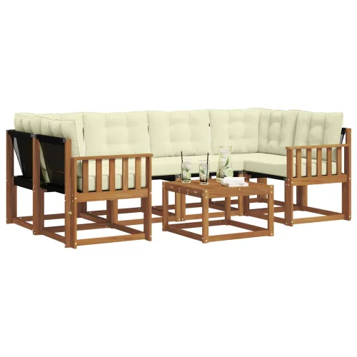 Set vanjskih sofa 7 kom. Prirodna i krem - Prirodna boja i krem Okomite letvice Cijena