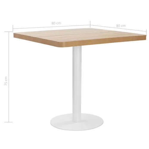 Bistro stol svjetlosmeđi 80 x 80 cm MDF - svijetlo smeđa i bijela 80 x 80 x 75 cm 1 Cijena