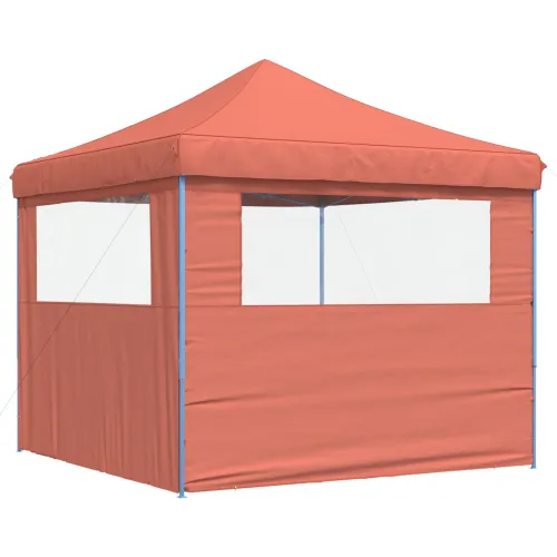 Šator za svadbe - šator za zabave 292 x 292 x 315 cm Terakota Oxford tkanina - Terakota s dvije bočne zidove Da Cijena