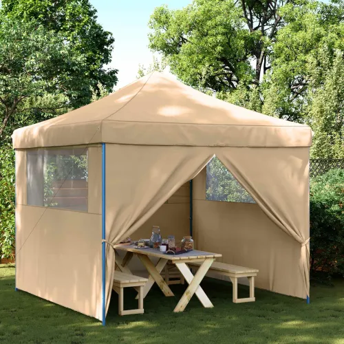 Šator za svadbe - šator za zabave 292 x 292 x 315 cm Bež Oxford tkanina - Bež s 4 bočna zida Da Cijena