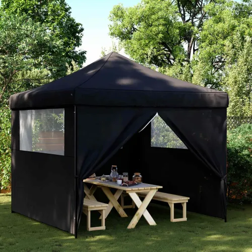 Šator za svadbe - šator za zabave 292 x 292 x 315 cm Crna Oxford tkanina - Crna s 4 bočna zida Da Cijena