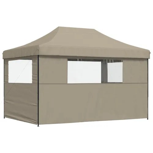 Šator za svadbe - šator za zabave 279 x 410 x 315 cm Sivosmeđa Oxford tkanina - Sivosmeđa s dvije bočne zidove Da Cijena