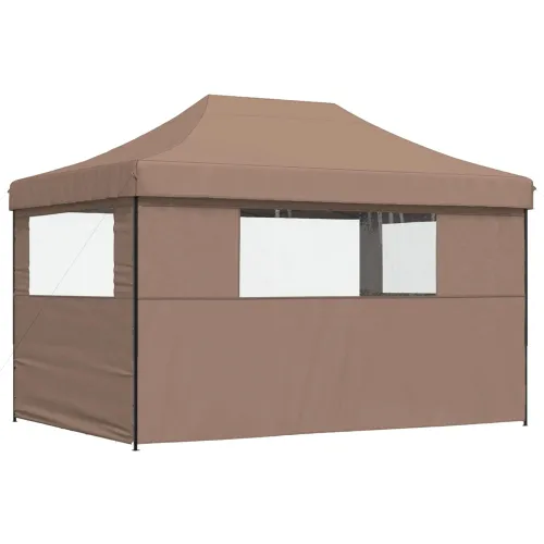 Šator za svadbe - šator za zabave 279 x 410 x 315 cm Smeđa Oxford tkanina - Smeđa s dvije bočne zidove Da Cijena