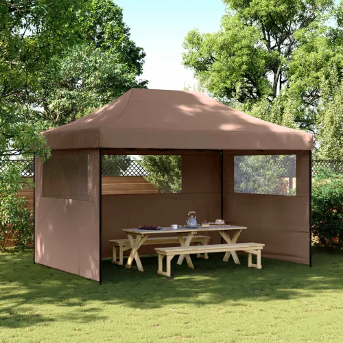 Šator za svadbe - šator za zabave 279 x 410 x 315 cm Smeđa Oxford tkanina - Smeđa s dvije bočne zidove Da Cijena